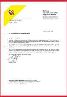Appreciation Letter Foundation on German-Russian